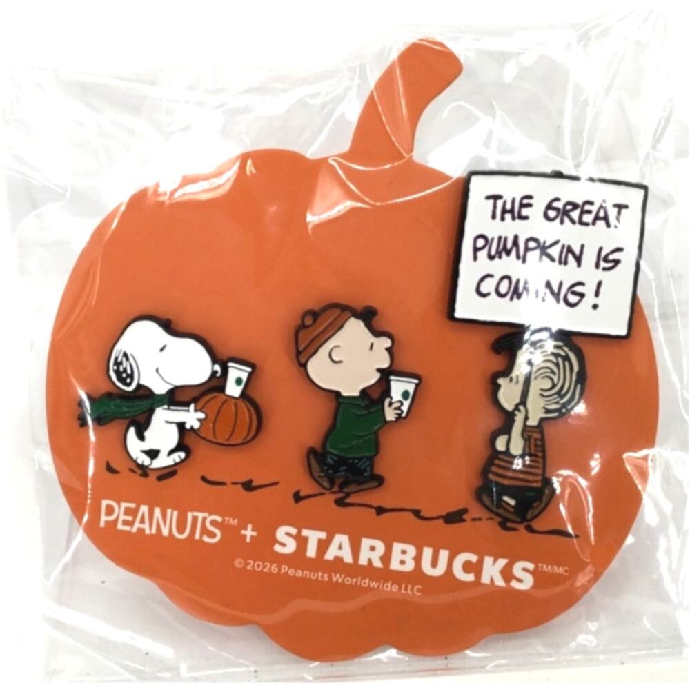 Starbucks x Peanuts Great Pumpkin Snoopy Enamel Pin Set Sealed